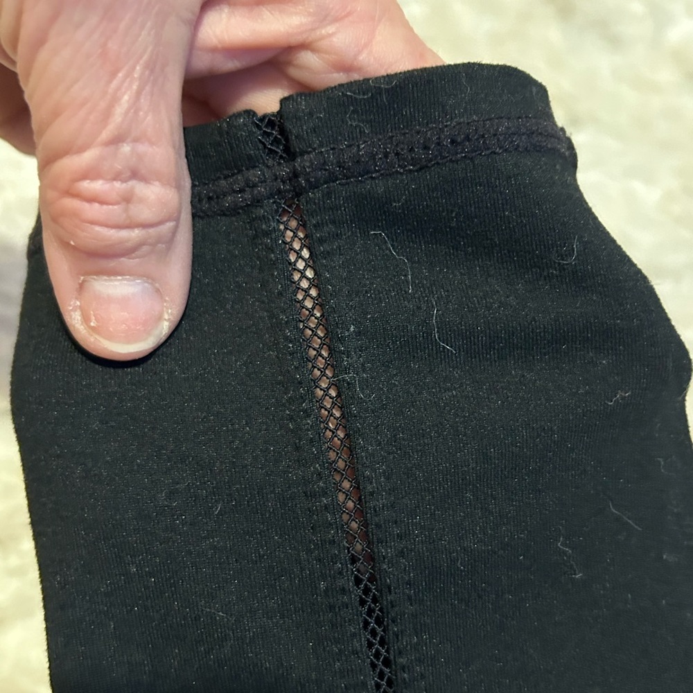 Fabletics Solid Black Leggings Mesh Down Center E… - image 8